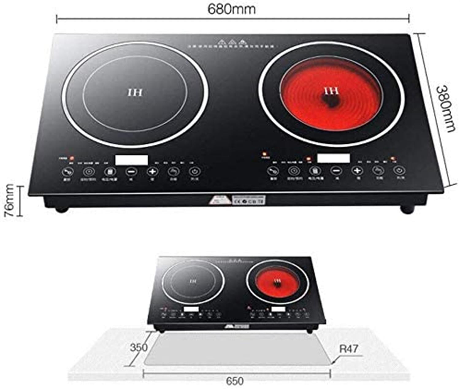 WUZSTAR Double Cooktop Cooker Electric Digital Touch Countertop Burners 110V