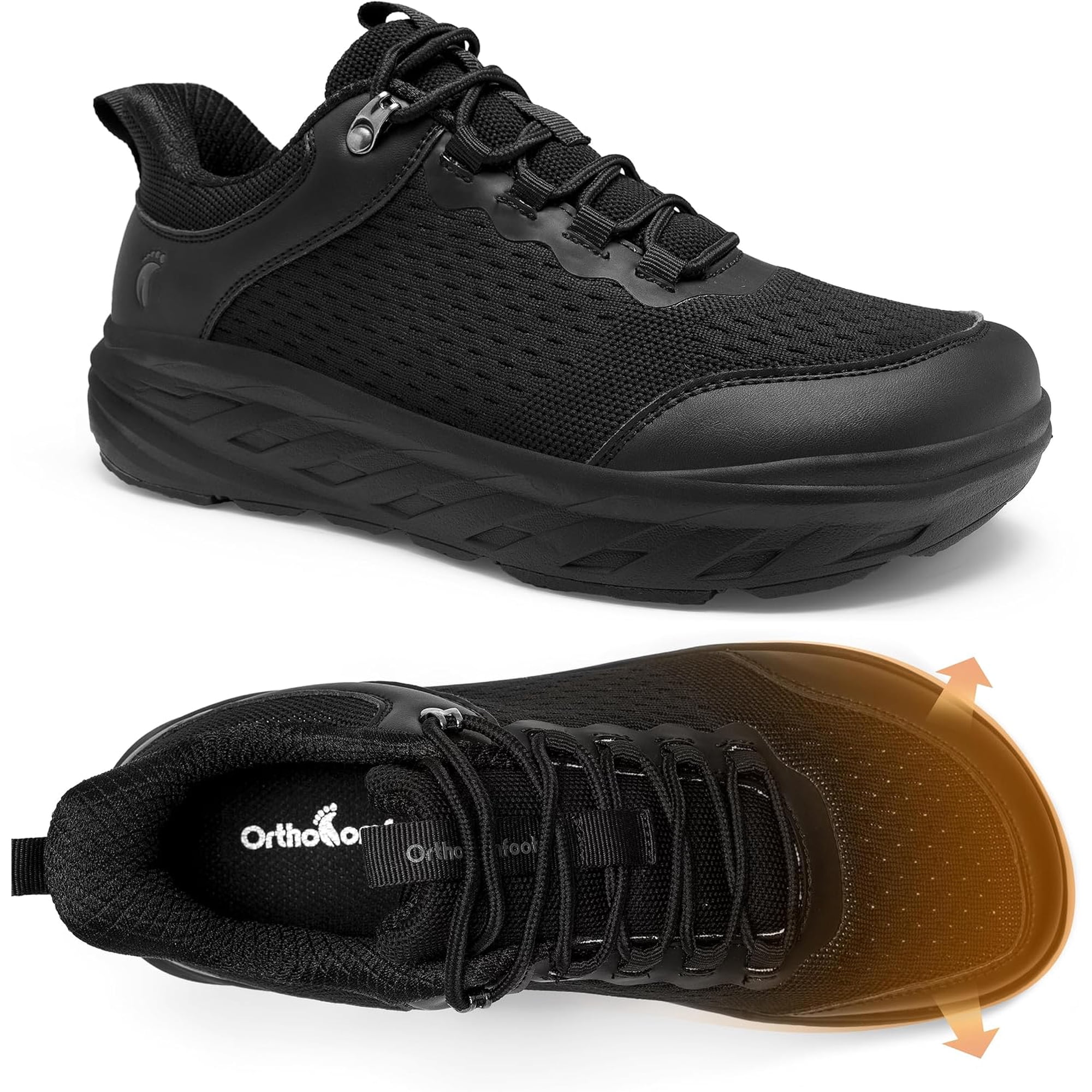 OrthoComfoot Men's Orthopedic Diabetic Wide Walking Shoes: Comfortable Arch Support Sneakers for Plantar Fasciitis, Flat Feet, Foot Pain Relief, Wide Toe Box for Casual Daily Comfort