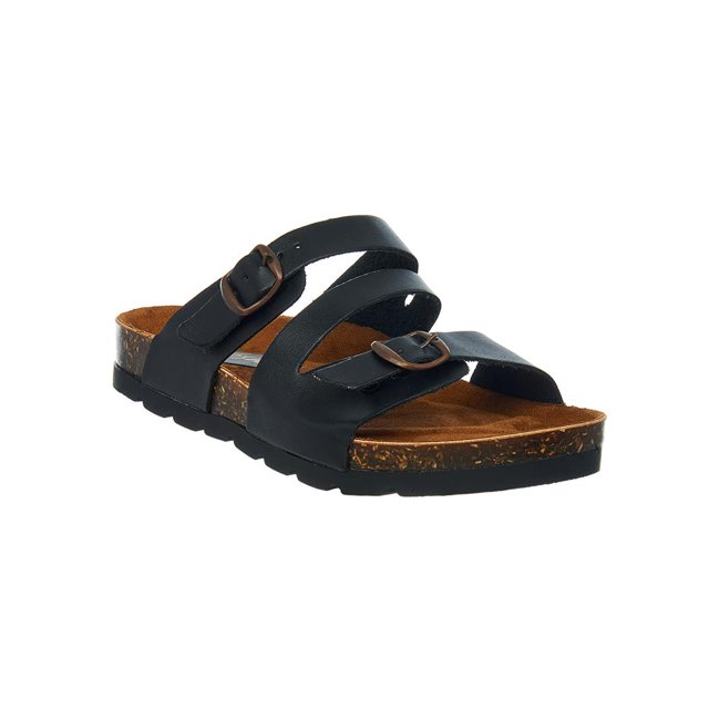 Sandalias Mujer Plataforma Baja Tipo Piel Hebillas Ajustables negro 23 Gosh 052D2R