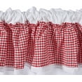 thumbnail image 3 of Cotton Cafe Curtain Country Rural Style Red and White Checked Kitchen Curtain/ Gingham Short Window Valance with Lace 150x40cm, 3 of 6
