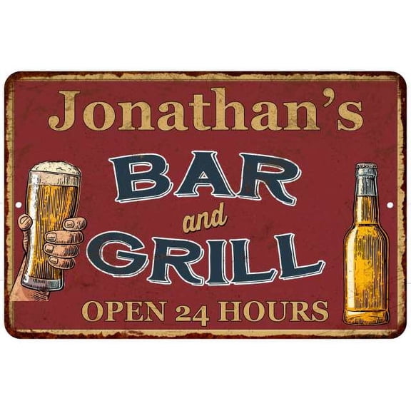 Jonathan's Red Bar and Grill Rustic Sign Decor 8x12 208120045904