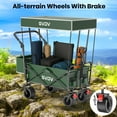 thumbnail image 3 of GVDV Collapsible Wagon Cart with Removable Canopy, Foldable Utility Cart with All-terrain Wheels, Versatile Folding Wagon for Kids, Grocery, Shopping and Camping, Green, 3 of 8