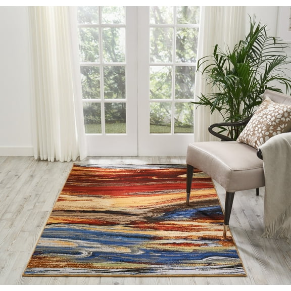 Nourison Chroma Colorful Abstract Lava Flow 4' x 6' Area Rug, (4x6)
