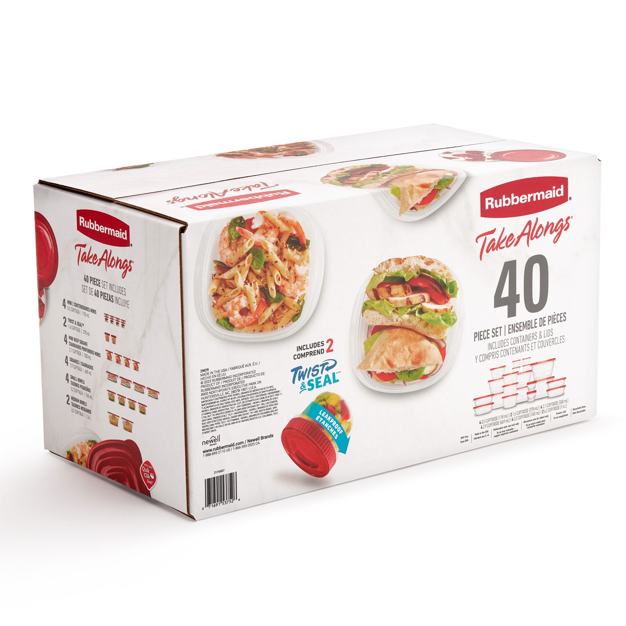 Rubbermaid TakeAlongs 40 Piece Food Storage Set Red Total of 12 6 Qts