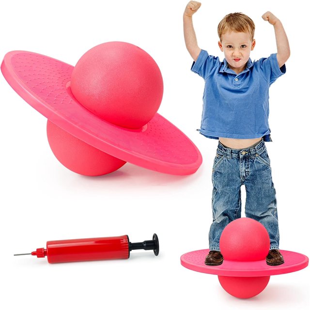 Pelota de salto para niños, tabla de equilibrio que rebota, pelota de embudo, equipo deportivo y de fitness para adultos y niños (rosa)