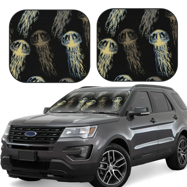 Fotbe Jellyfish Juego de 2 Piezas de Parasoles para Parabrisas | Bloqueador Solar para Auto | Accesorios Plegables para Protección Solar Interior-Medium