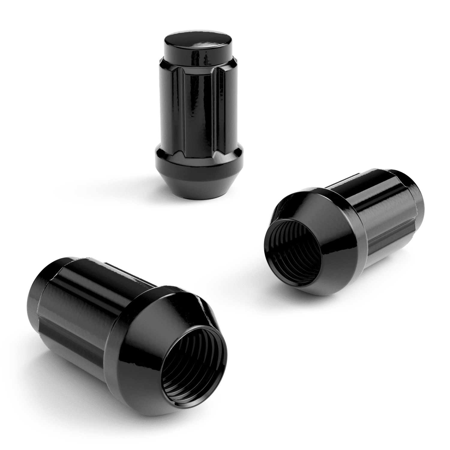 StanceMagic 20pcs Black Spline 12x1.25 Tuner Lug Nuts - Closed End, Cone Seat, 1.4" Length, 0.78" Width - Includes Socket Key 3/4" (19mm) Hex - Compatible with Nissan Infiniti Subaru Scion FR-S FRS