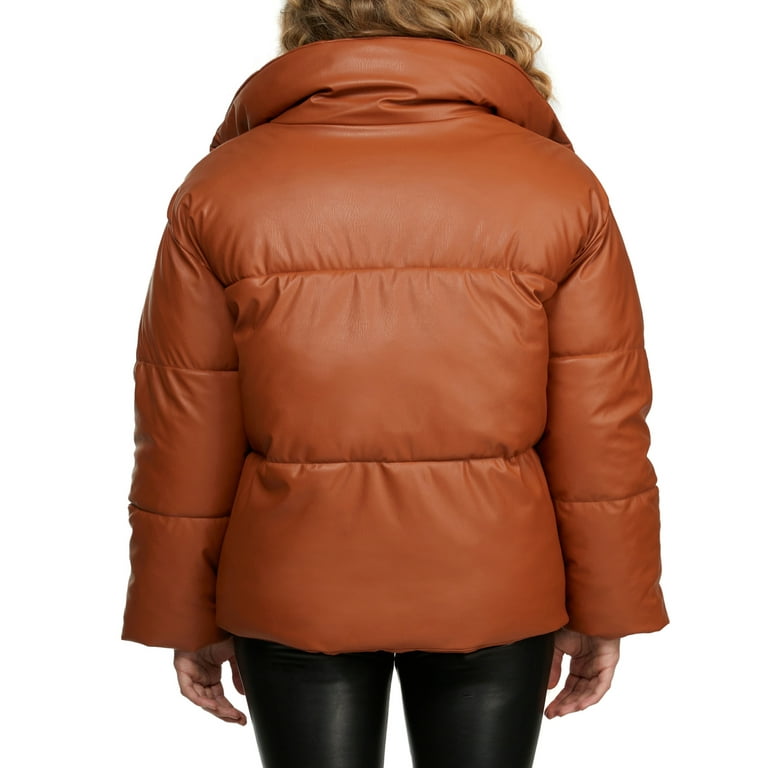 Weather or Not Black Vegan Leather Puffer Jacket