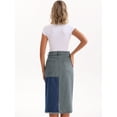 thumbnail image 4 of DARING DIVA Women's Raw Hem Midi Jean Skirts with Slit Large Blue, 4 of 7
