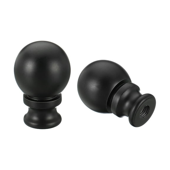 Uxcell 1.5" Tall Aluminum Lamp Finials Cap Knob, 2Pcs Screw Holder Tapped 1/4 27, Black