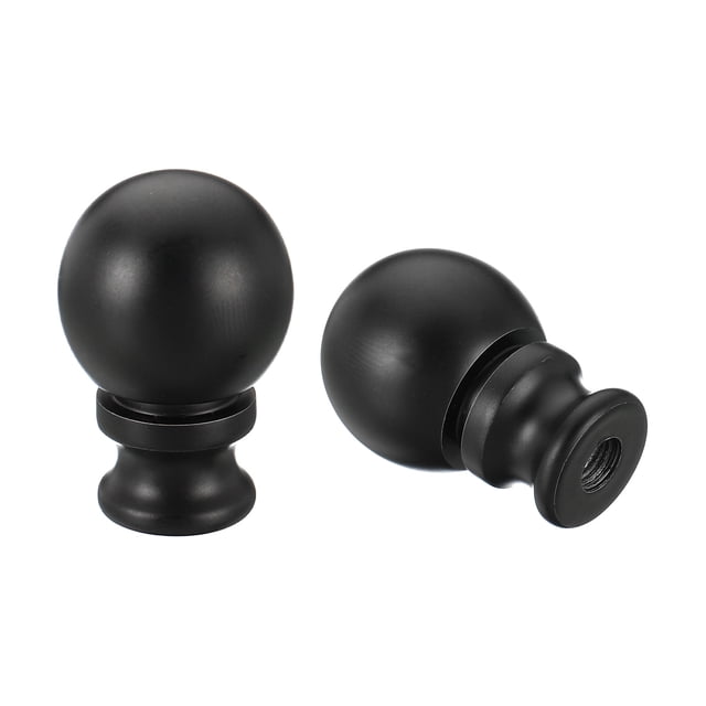 Uxcell 1.5" Altura de la tapa del pomo de lámpara de aluminio, 2 piezas soporte de tornillo roscado 1/4 27, negro
