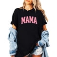 thumbnail image 3 of Trendy Checkered Mama Shirt for Women Cute Orange and Pink Mom Tee Black Shirt Adult Medium, 3 of 4