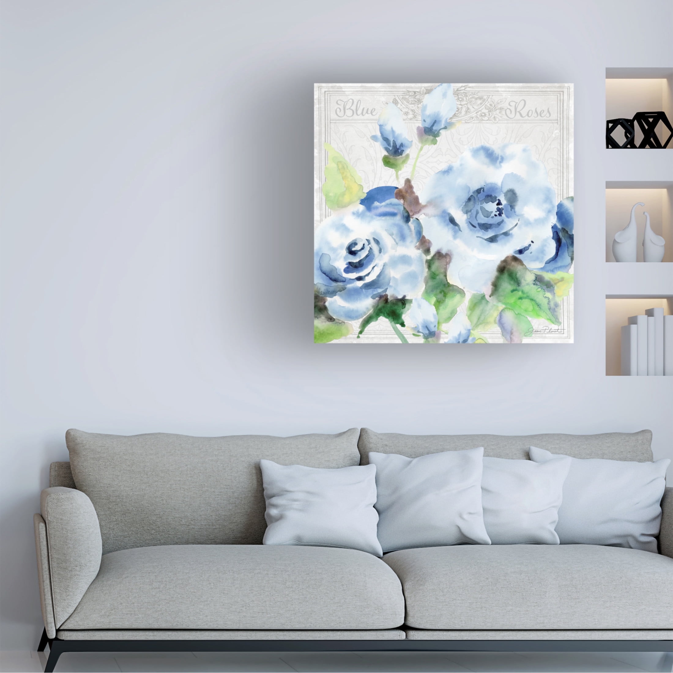 Canvas Wall Art - Jean Plout 'Watercolor Roses A' Wall Art for Living Room, Bedroom, or Office Décor by Trademark Fine Art - 24 x 24 Inches