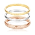 thumbnail image 3 of 925 Sterling Silver 14K Gold Plated, 3 Hammered Bands Stack Ring Tricolors, Stackable, Hypoallergenic, Nickel and Lead-free, Artisan Handcrafted Designer collection, Made In Israel, 3 of 8