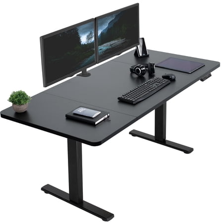 VIVO Electric 60” x 30” Stand Up Desk Workstation Black Table Top Black Frame