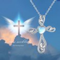thumbnail image 4 of Coachuhhar Cross Necklace 925 Sterling Silver Heart Moonstone/Turquoise Pendant Necklace Cross Jewelry Gifts for Women, 4 of 8