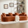 thumbnail image 4 of Timbernest 110" Chenille Cloud Couch, Curved Sectional Sofa Boneless Floor Sofa for Living Room, Orange, 4 of 6