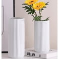 thumbnail image 2 of ILLUVA 8" Nordic Style Ribbed White Ceramic Vase, 2 of 6