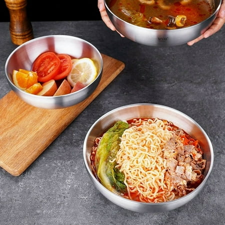 

Stainless Steel Double Wall Bowl for Noodle Ramen Soup Reusable M