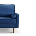 thumbnail image 3 of 57 Inch Wide Upholstered Two Cushion Loveseat w/ Bolster Pillows in Blue Velvet, 3 of 14