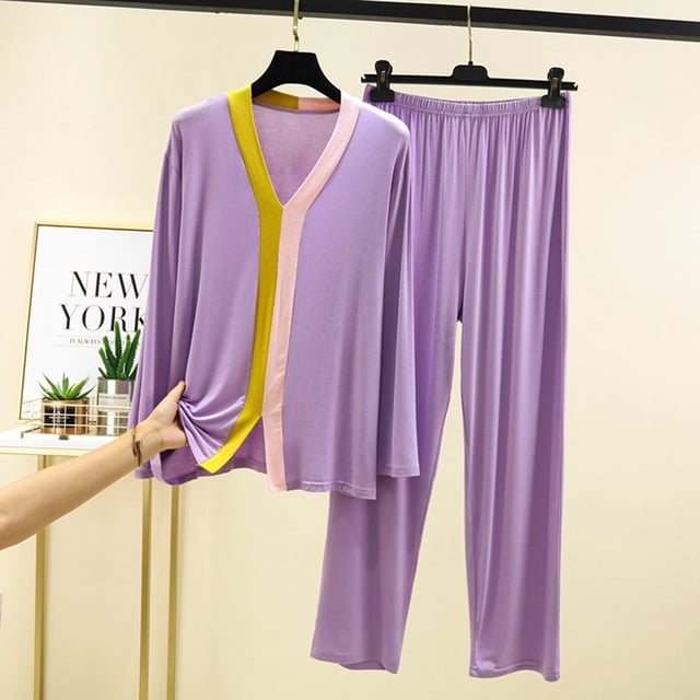Tidyack , Économies de Temps Limité, Haut Décontracté à Manches Longues pour Femmes, Pantalon Contrasté, Design Patchwork, Style Mode Urbaine, pour Usage Quotidien, Tenue de Maison Polyvalente, Mélange de Coton Doux