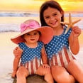 thumbnail image 4 of Grblisyd 4th of July Girls Swimsuit American Flag Crew Neck Flutter Sleeve Swimwear Beach Quick Dry Independence Day Bathing Suit for Kids 7-8 Years, 4 of 6