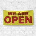 thumbnail image 4 of We Are Open 13 oz Heavy Duty Vinyl Banner Indoor/Outdoor We Are Open Sign for Business, Storefront, Advertising Multiple Sizes & Colors Single-Sided with Metal Grommets (4x8 ft, Ye & Re), 4 of 6