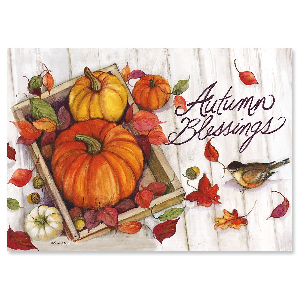Autumn Blessings Thanksgiving Cards Set of 8, Includes Sentiments
