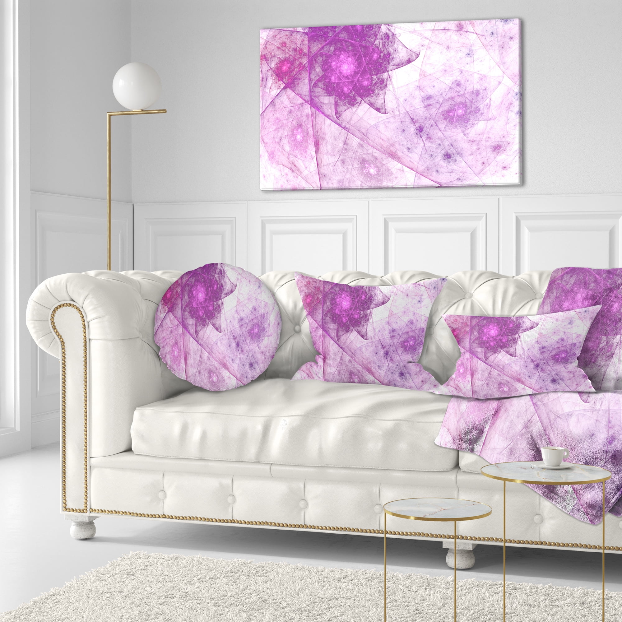 Designart Light Purple Rotating Polyhedron - Abstract Throw Pillow - 12x20