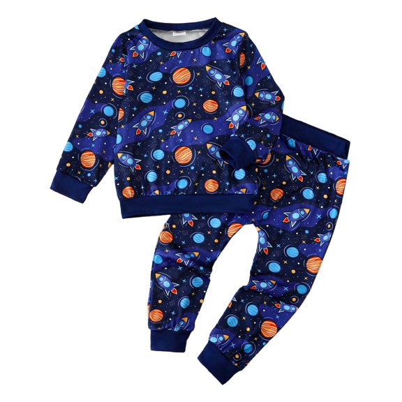 Karoyedx Baby Boy Newborn Clothes Toddler Baby Boy Fall Winter Clothes Crewneck Sweatshirt Long Sleeve Trucks Shirt and Pants Cute Boys Outfits Blue Size,2-3 Years