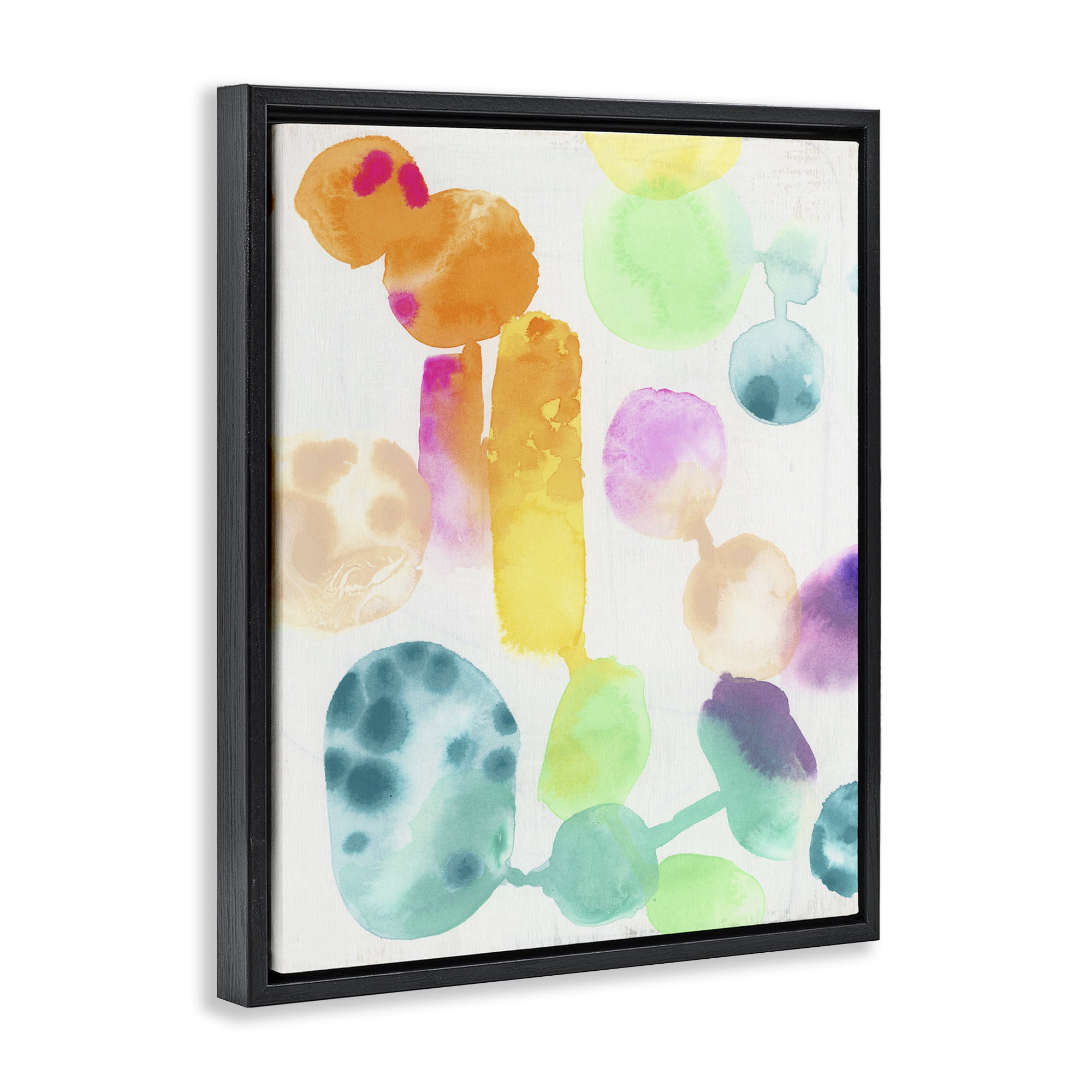 Stupell Industries Rainbow Watercolor Pattern Abstract Painting Black Floater Framed Canvas Art Print Wall Art, 25 x 31