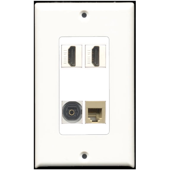 Ultra Spec Cables 2 Port HDMI 1 Port Phone RJ11 RJ12 Beige 1 Port Toslink Wall Plate DecorZ