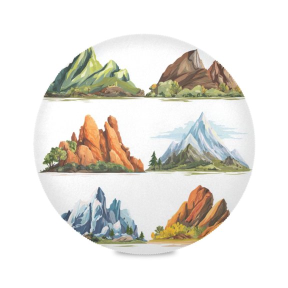 Round Placemat Heat Resistant & Wrinkle-Free Dining Table Decor Placemat For Home & Weddings Mountain