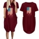 thumbnail image 2 of Vestido suelto de manga corta informal con estampado de bandera de moda de verano para mujer con bolsillo y cuello redondo Pompotops  ghjkhdj11921, 2 of 5