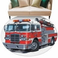 thumbnail image 2 of Round Area Rug 5 Ft, Fire Trucks Washable Non-Slip Circle Carpet for Living Room/Bedroom, Modern Cartoons Vehicles Low-Profile Runner Mats Collection Rugs for Indoor, 2 of 7