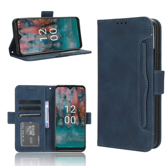 Case for Nokia C12 Cover Adjustable Detachable Card Holder Magnetic closure Leather Wallet Case-Blue