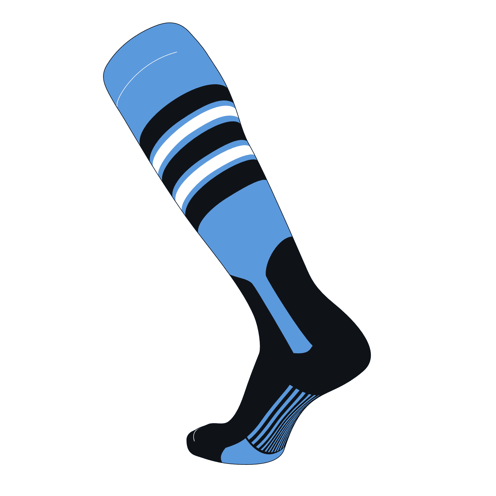 Baby Blue White TCK Elite Baseball Knee High Stirrup Socks Black I, 7in 