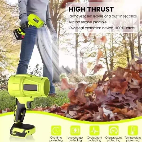Cordless Turbo Super Power Air Duster, Hand Blower Ultra-Light & Powerful, 21V Electric Handheld Leaf Blower with 2×3.0Ah Batteries & Fast Charger for Car, Lawn, Garage & Snow