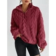 thumbnail image 4 of Winter Fleece Jacket for Women Zipper Stand Collar Casual Coats with Pockets Wine Red XXL, 4 of 9
