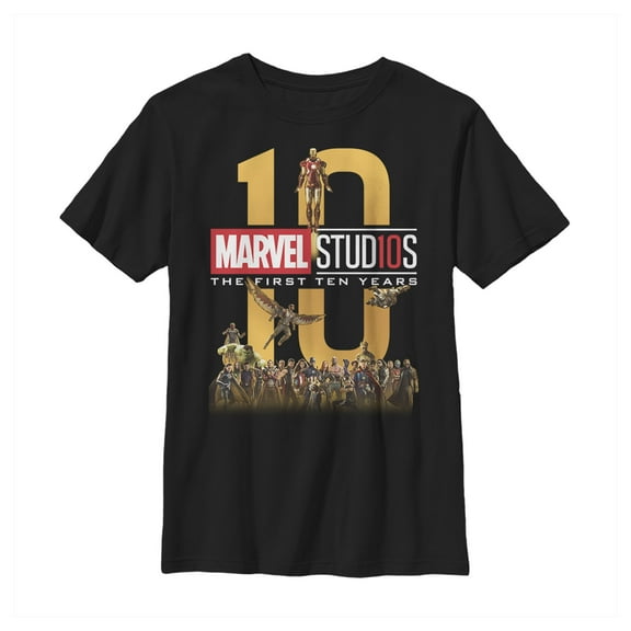 Boy's Marvel Studios First Ten Years Full Cast Graphic Tee Black Medium
