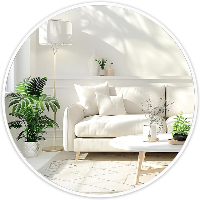 Espejo redondo blanco de 20 pulgadas, para pared, baño, entrada, sala de estar, pasillo, recámara, decoración, espejo pequeño con marco mate