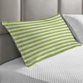 thumbnail image 2 of Lime Green Quilted Pillowcover, Horizontal Stripes Simplistic Watercolor Paintbrush Large Lines Image, Standard King Size Accent Pillow Cover for Bedroom, 36" x 20", White Lime Green, by Ambesonne, 2 of 2