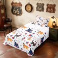 thumbnail image 3 of Manfei Cartoon Patriotic Cat Twin Sheets, US Flag Fireworks Stars Bedding, Red Blue White, Navy Reversible 3-Piece (1 Flat Sheet, 1 Fitted Sheet and 1 Pillowcase), 3 of 6