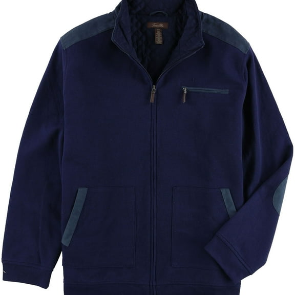 Tasso Elba Mens Faux-Suede Jacket, Blue, X-Large