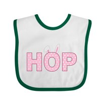 Inktastic Hop Bunny Ears in Pink Boys or Girls Baby Bib
