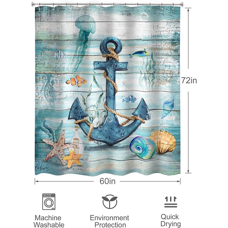 Cheap Dolphin Shower Curtain Tropical Ocean Fish Print with Roller Hooks  Modern Decorative Elegant Bathroom Curtains 180x180cm