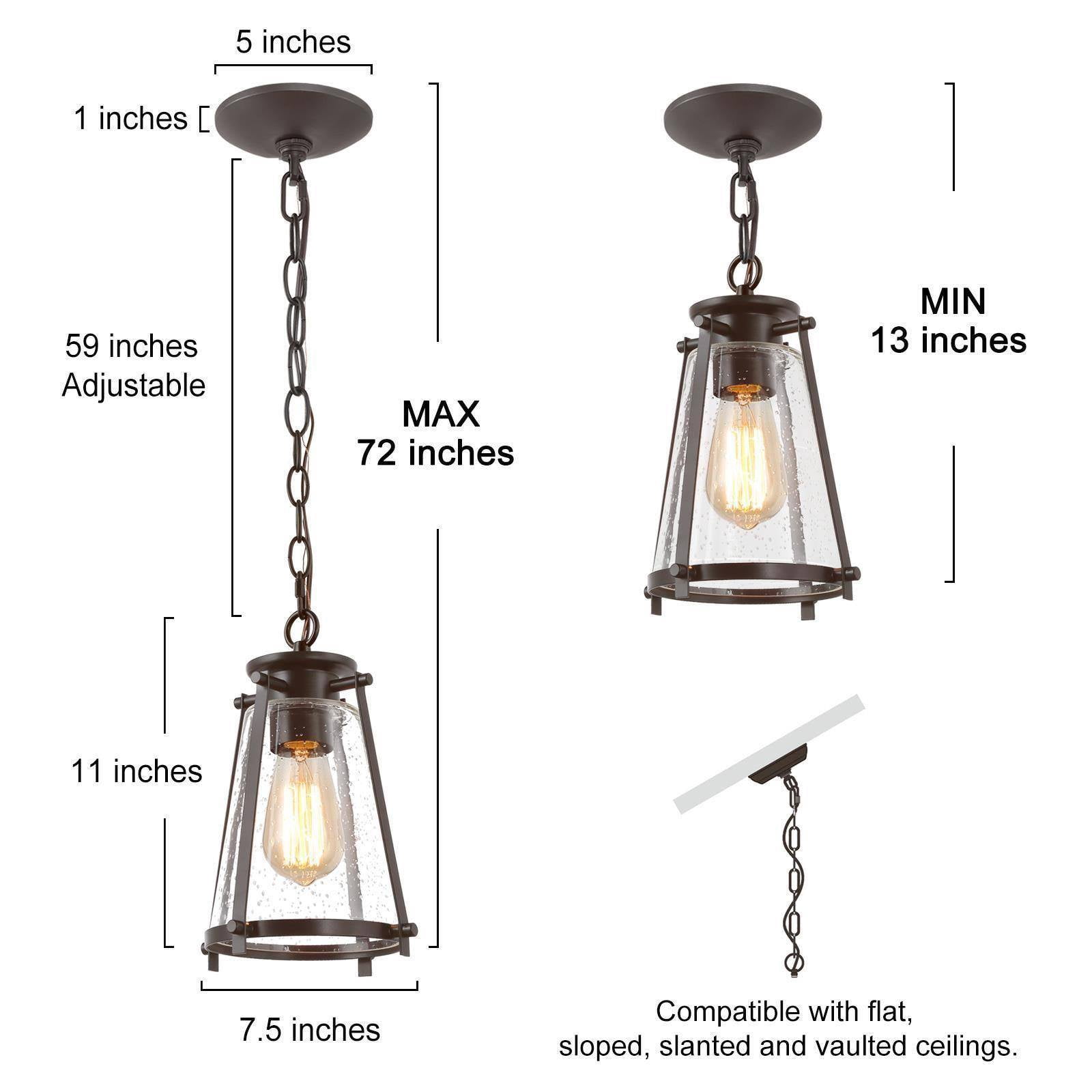 LNC Modern Oil Rubbed Bronze Mini Pendant with Seeded Glass, LED Kitchen Island Light