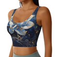 thumbnail image 2 of Daiia Blue Golden Dream Lotus Printed Women's Sports Bra, Breathable Activewear Bra with U-Back Design and Removable Pads, Comfortable and Supportive for Yoga, Workout-Small, 2 of 8