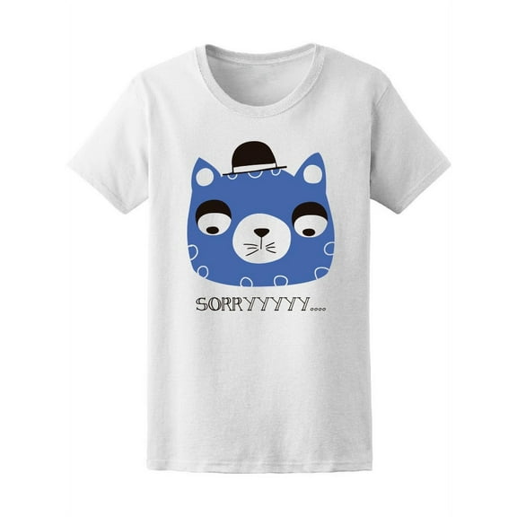 Cute Blue Cat Animal Sorry Tee Women's -Image by Shutterstock