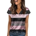 thumbnail image 2 of DHFJKG Womens Satin Top Floral Printed V Neck Short Sleeve T Shirt Loose Fit Casual Dressy Wear Versatile Tops, 2 of 4